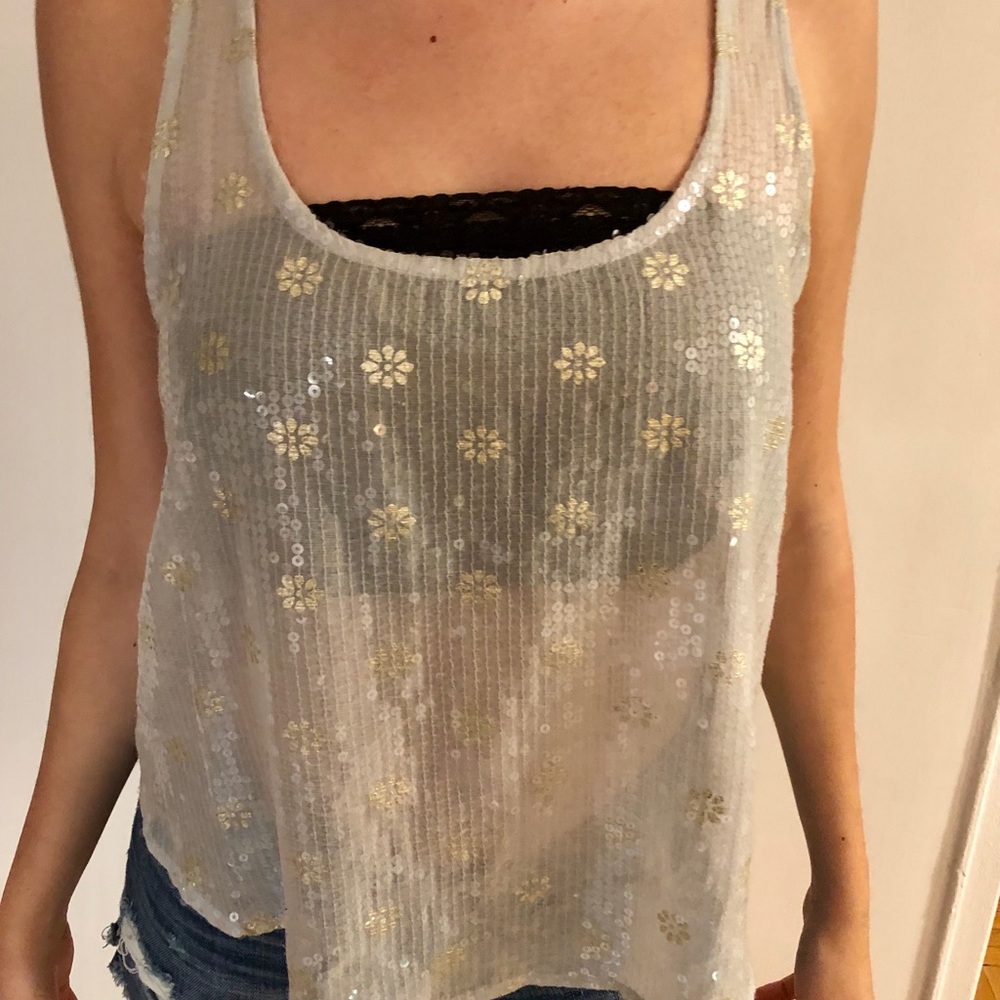 Abercrombie & Fitch flowy light blue sequined top